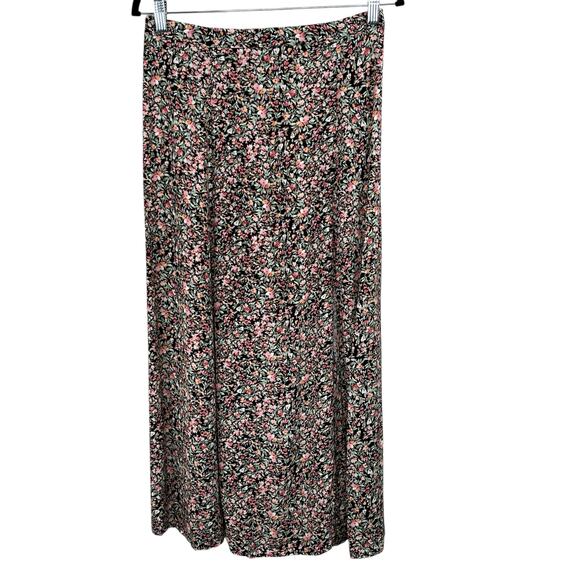 Philosophy Anthropologie Black Multi Floral Midi Skirt Comfort Waist NWT Medium - Picture 1 of 13